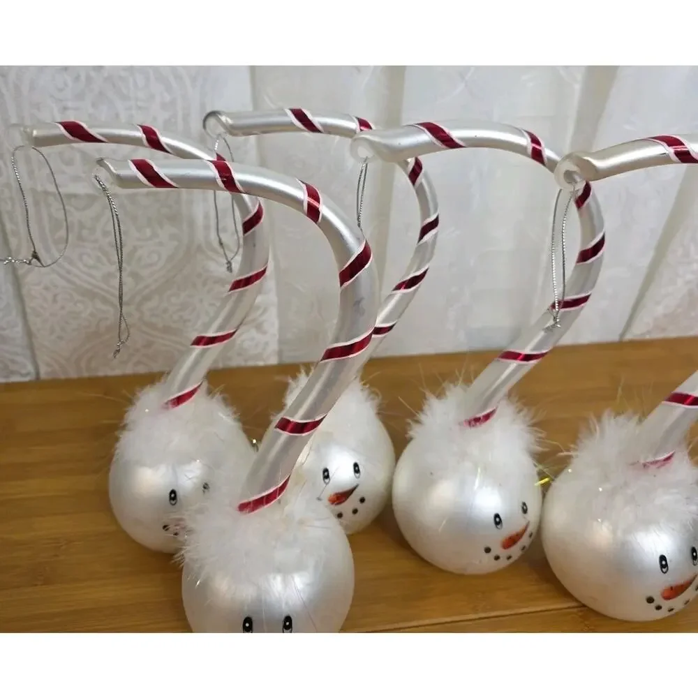 SNOWMAN w/Whimsical Hat blown Glass Christmas Ornament Large 11